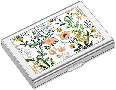 Rimilak Metal Credit Card Holder, Mini Credit Card Wallet RFID Blocking Slim Metal Hard Case for Women Men, White Flower, Women