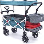 Creative Outdoor Push Pull Collapsible Folding Wagon | Titanium Series | Beach Park Garden & Tailgate (Teal)