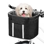 ANZOME Bike Basket Quick Detachable Bicycle Front Basket for Pet, Shopping Picnic Commuter Outdoor, Pet Carrier, Aluminum Alloy Frame