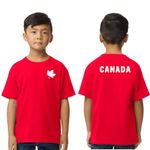 Kids Unisex Canada T-Shirt, Double-Sided Custom Youth Graphic Tee, Handmade Canada Maple Leaf Tshirt for Teens D (S, Red)