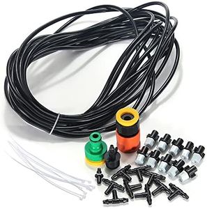 TopHomer Water Misting Kit, Mist Cooling System, Outdoor Garden Patio Greenhouse Micro Drip Irrigation Kit, 10m Misting Tube, 10pcs Mist Nozzles