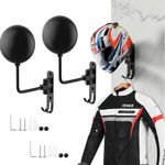 Yatuela Motorcycle Helmet Rack,2PCS Motorcycle Helmet Holder,Wall Mounted Hanger,Aluminum Alloy Helmet Stand for Motorcycle Bike Coats, Caps and Rugby Helmet