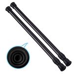 HILLHOME 2 Pack Small Tension Rods 15.7 in to 28 Curtain Rods Window Rods in Extendable Width Spring Cupboard Bars for Kitchen Utensils, Closet, and Cabinet, Fit in The Spaces to Stay Up (Black)