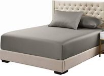 Royal Hotel Soft Cotton Fitted Sheet, 600 Thread Count, Silky Soft Fitted-Sheet, 100% Cotton Fitted, Queen, Gray