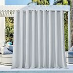 NICETOWN Room Darkening Outdoor Curtain for Cabana, Grommet Top Waterproof Patio Door Panel Sun Blocking Extra Wide Outdoor Draperies/Blinds (Greyish White, W140 x L96, 1 Panel)