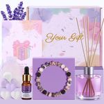 Lavender Relaxation Bracelet for Women,Birthday Gifts for Women Stress Relief Gifts Pamper Gifts for Mum Bracelet Relaxation Gift with Fragrance Diffuser,Essential Oil,Fragrance Stone,Card,Gift