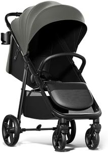 Mompush Nova Baby Stroller, Spacious Seat & Lie-Flat Mode, Toddler Stroller with Large UPF 50+ Canopy, Compact Folding with One Hand, Infant Stroller for Birth to 50 LB