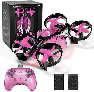 UNTEI 2 In 1 Mini Drones for Kids Remote Control Drone with Land Mode or Fly Mode, LED Lights,Auto Hovering, 3D Flip,Headless Mode and 2 Batteries,Toys Gifts for Boys Girls (Harbor Pink)