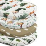 4 Pack Woodland Neutral Bassinet Sheets Set Unisex Forest Animals Fitted Baby Toddlers Bassinet Sheets for Baby Boys or Girls (Fox)