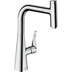 hansgrohe Metris Select M71 - kitchen tap with pull-out spray, 1 spray, kitchen sink tap with spout height 240 mm, kitchen mixer tap with swivel spout, chrome, 14857000