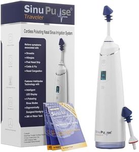 SinuPulse Traveler with 30 Sinuair Packets - Cordless Pulsating Nasal Irrigation Sinus Rinse System, Space Saving Cleaner & Relief Machine for Travel, More Effective than Neti Pot or Nose Spray Bottle