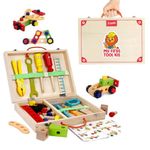 Wudly Wooden Tool Kit for Kids, 35-Piece Construction Toy Set with Storage Box, Educational Building Playset for Ages 3+, Pretend Play | Toys for Toddlers