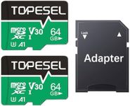 TOPESEL 64GB 2-Pack Micro SD Card, 4K Camera Pro, UHD Video for GoPro, Action Camera, Drone, Smartphone, R/W up to 90/35 MB/s MicroSDXC Memory Card UHS-I U3 A1 V30