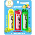 YOPELA 3 Pack SPF Lip Balm Bulk - SPF 30 SunGuard Lip Balm Sunscreen- Summer Protection for Lasting Hydration UV Defense Prevents and Soothes Dry, Chapped Lips-3 Delicious Flavors Mother's Day Gifts