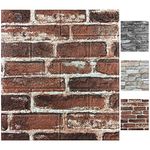 20PCS 3D Wall Panels Peel and Stick Foam 3D Brick Wallpaper Peel and Stick Red Faux Stone Wall Panel Self-Adhesive Wallpaper (20PCS, Red)