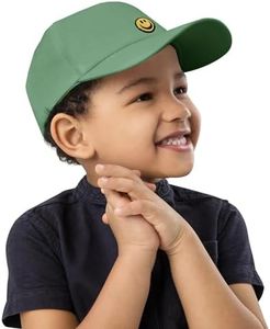 Cooltto Toddler Baseball Hats for Boy & Girls, with Smile Face Pattern & Soft Cotton Sweat Band Mesh Washed Funny Hats Adjustable Cute Caps for Age 3-12 in Summer (Green)