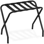 HOOBRO Folding Luggage Rack, Metal Suitcase Stand with Nylon Straps, Holds up to 45.5 kg, 69 x 39 x 56 cm, for Guest Room, Hotel, Bedroom, Closet, Steel Frame, Black BK02XL01