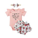 Xifamniy Newborn Baby Girl Clothes Outfit Summer Bodysuit Romper Infant (Mama-Pink, 12-18 Months, 12_Months)