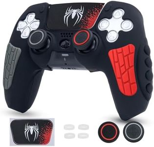 ECHZOVE PlayStation 5 Controller Cover Case, Anti-Slip Silicone Cover Skin Compatible with PS5 Dual Sense Controller with Thumb Grip Caps, Joystick Protectors and Cover Wrap Sticker - Black