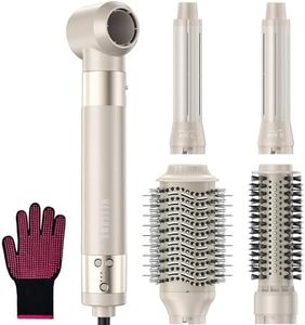 5 in 1 Hair Air Styler - Hair Dryer Brush 110000 RPM for Fast Drying & Hot-Air Auto Wrap Curlers for Curling, Frizz-Free Blow Dryer Brush for Straightening Volumizing No Heat Damage
