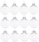 Christmas Clear Baubles Transparent Ball Plastic Fillable Sphere Ornament for Xmas Tree/Home Decoration/Wedding/Birthday/Party/Gift Box (60mm, Set of 12pcs)