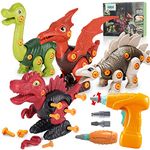 KAEGREEL Take Apart Dinosaur Toys for Kids, 4 Packs Take Apart Toys with Electric Drill Screwdrivers Learning Building Toys Set Play STEM Construction Gift for 3 4 5 6 7 Years Old Boys Girls