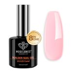 Modelones Builder Gel, 8-in-ONE Pink Gel Builder for Nails, Hard Gel Builder Nail Strengthener Color Base Gel Extension Gel Nail Builder Gel in a Bottle 15ML Gift for Women