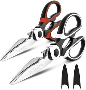 JLJLcio Kitchen Shears 2-Pack – Heavy Duty Stainless Steel Scissors with Protective Covers, Sharp & Sturdy, Dishwasher Safe Food Shears for Chicken, Poultry, Fish, Meat, Herbs & BBQ – For Home