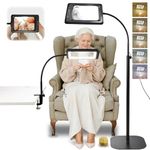 Overcomo 3-in-1 Floor Magnifying Glass with Light and Stand,60 LED Large 7 Inch Magnifier with 5 Colour Modes & 4 Brightness,Dual Lens Design,Adjustable Floor Stand & Clamp for Reading,Crafts, Sewing