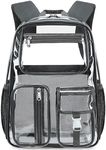 Cusangel Clear Dark Gray Backpack, Heavy Duty Men Clear BookBag,16inch TPU Large Capacity See Through Backpack for Sport Events,transparent plastic Travel,Work School,stadiums
