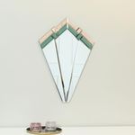 Melody Maison Green & Pink Glass Art Deco Fan Wall Mirror 60cm x 40cm