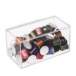 Heyrelda Coffee Pod Holder Acrylic K Cup Holder Organizer for Nespresso Vertuoline Capsules, Tea Bag, Sugar Packets, Coffee Capsule Storage Organizer with Hinge Lid Coffee Bar Accessories, Clear