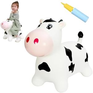 INPANY Bouncy Cow Farm Animal Hopping Toys for 2 Year Old Girl Gifts, Ride on Toddler Bull Hopper, Kids Inflatable Jumping Horse, Outdoor Indoor Rubber Bouncer for 3 4 Yr Boy Birthday