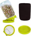 Sozize Sprouting Kit Sprouts Growing Kit 34oz Wide Mouth Seed Sprouting Jar Germination Kit 304 Stainless Screen Lid and Stand Blackout Sleeve Tray for Growing Bean Alfalfa Sprout Seeds