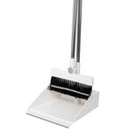 GNEY Long Handled Dustpan and Brush Set Lobby Dust Pan with Long Handle Sweeping Broom (White and Orange)