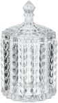 RockTrend Home Decorative Butterfly Candy Jar Candy Dish Candy Buffet Storage Container Clear Crystal Diamond Faceted Jar with Crystal Lid-Large-16 OZ (Round, 16 OZ)