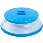 Beprepco Blue Collapsible Microwave Plate Cover Colander Strainer for Fruit Vegetables 10.5", BPA Free and Non-Toxic