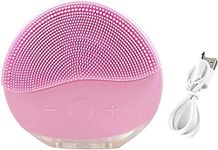 Facial Cleansing Brush and Face Massager Silicone Ultrasonic Vibrating Facial Brush, Waterproof, Rechargeable and Sonic Electric Face Cleansing Exfoliator for Anti-Aging (Pink)