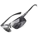 DUCO Men's Sports Polarized Driving Carbon Fiber Sunglasses for Men UV400 Protection DC8277 (Gunmetal Frame Grey Lens)