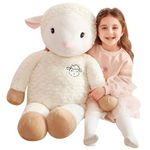 IKASA Giant Sheep Stuffed Animal Jumbo Sheep Plush Toy - Soft Toy Large Cute Huge Kawaii Fluffy Plushy Big Size Fat Oversized Plushie - Gifts for Kids Girls Boys Girlfriend (White, 30 inches)