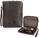 Polare Full Grain Leather Holy Bible Soft Carry Handgun Pouch Padded Pistol Wallet Tactical Case with Lockable Zipper and Wristlet Strap