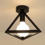 Triangle Vintage Pendant Ceiling Light Industrial Retro Metal Hanging Lamp E27 Base Lighting Fixture for Kitchen Island Living Dining Room Coffee Shop Restaurant