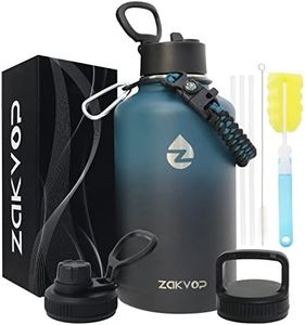 ZAKVOP Botella Termica 2 Litros, Botella Agua Acero Inoxidable con Pajitas y 3 Tapas, Termo Agua de Doble Pared con Asa de Paracord, Botella de Agua Termica a Prueba de Fugas, Botella Agua Gym