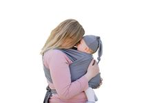 Baby Wrap Sling Organic Stretchy Premium Carrier | UK/EU Safety Tested | Made in The UK by Joy and Joe ® | Suitable from Birth to 16Kg | with Hat, Bag and Full Colour Instruction Booklet (Grey)