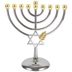 Warmhm Traditional Classic Hanukkah Menorah 9 Branch Candlestick Candle Holders Metal Craft for New Year Festival Home Decoration