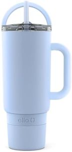 Ello Port 40oz Tumbler with Carry Loop & Integrated Handle, Vacuum Insulated Stainless Steel Reusable Water Bottle, Travel Mug with Leak Proof Lid & Straw, Perfect for Iced Coffee & Tea, Halogen Blue