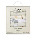 Large Baby Muslin Cloths - 100% Cotton Muslin Squares (Pack of 6, 70 x 70 cm) | Soft, Absorbent & Breathable | Perfect as Baby Bibs & Burp Cloths | Safari Collection