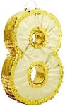 Juvale Gold Foil Number 8 Pinata for 8th Birthday Party Decorations, Centerpieces, Anniversary Celebrations (Small, 17 x 11 x 3 in)