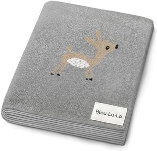 Bleu La La Knit Baby Swaddle Blanket - 100% Cotton Soft Cozy Receiving Swaddling Crib Stroller Quilt Blanket for Shower Gift Registry for Newborns, Infants, Toddlers, Unisex (Deer - Grey)