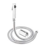 BonKaso HF-1045 ABS Plastic 360 Degree Swing Health Faucet with 1 Mtr Stainless Steel Flexible Hose Tube for Toilet, Chrome Finish - Jet Spray for Toilet (Pack of 1)